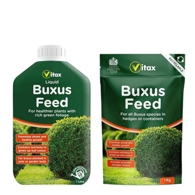 Vitax Buxus Feed & Liquid Fertiliser 1Kg + 1L Slow-Release Granules & Fast Acting Liquid For Healthy Buxus Hedges from B&Q