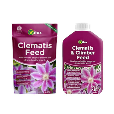 Vitax Clematis Feed Pouch 0.9Kg & Clematis Liquid Feed 1L For Strong Roots Growth & Brighter Blooms from B&Q
