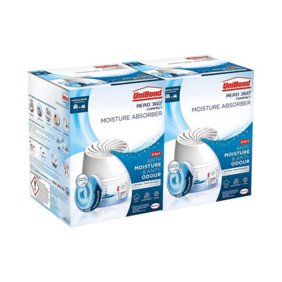 Unibond Aero 360 Pack Of 2 Room Dehumidifier Moisture Absorber With Refill Tabs Odour Neutraliser Damp Control from B&Q
