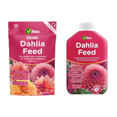 Vitax Dahlia Feed 0.9Kg & Liquid Concentrated Dahlia Feed 1L For Vibrant Blooms from B&Q