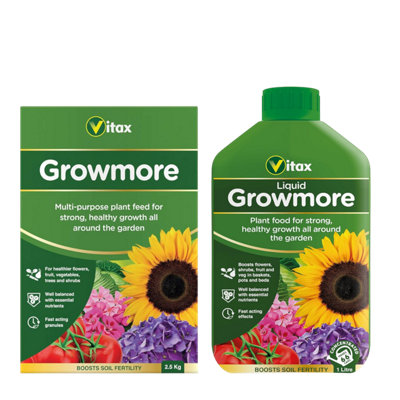 B&Q -  Growmore 2.5Kg Granular Fertiliser & 1L Liquid Feed All Purpose Garden Nutrients For FlowersVegetablesLawns