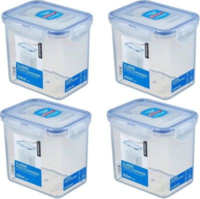 Locknlock Pack Of 4 Rectangle Food Storage Containers 850Ml Airtight Bpa-Free Microwave & Dishwasher Safe from B&Q