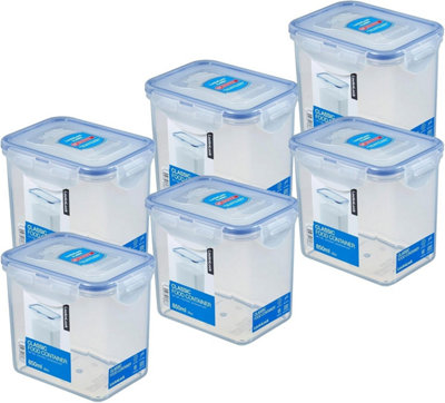 Locknlock Pack Of 6 Rectangle Food Storage Container 850Ml Airtight Bpa-Free Microwave & Dishwasher Safe from B&Q