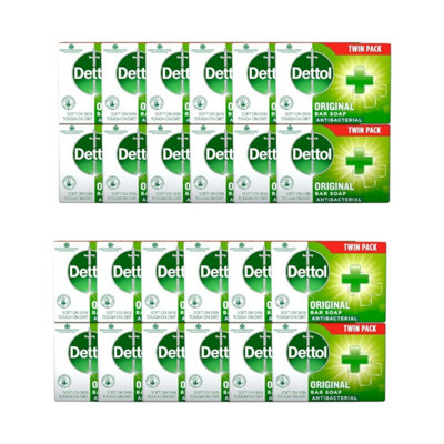 Dettol Antibacterial Original Soap Bar 100G Pack Of 24 Bars 2 Boxes For Daily Freshness And Clean Skin from B&Q