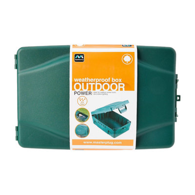 B&Q -  Ip54 Weatherproof Outdoor Electrical Enclosure Box For Extension Leads Socket Protection Green