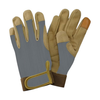B&Q -  Kent & Stowe Grey Comfort Gardening Gloves Large Soft Touchscreen Compatible Thumb Durable Padded & Breathable