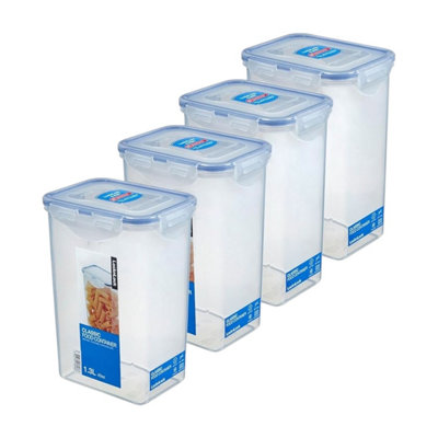Locknlock 1.3L Airtight Rectangular Food Storage Containers Pack Of 4 Bpa-Free Leak-Proof Microwave Safe from B&Q