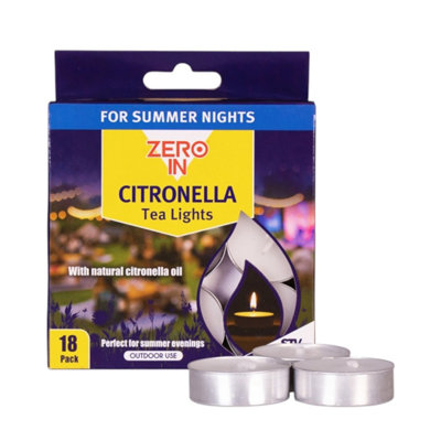 Zero In Stv Citronella Tealight Candles 18-Pack Outdoor Patio & Garden Tealights With Citronella Scent 2-3 Hour Burn from B&Q