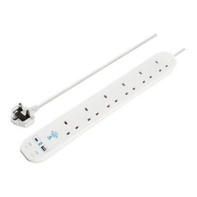 Masterplug 6 Socket 2M Surge Lead With Usb A+C Pro - Image 3