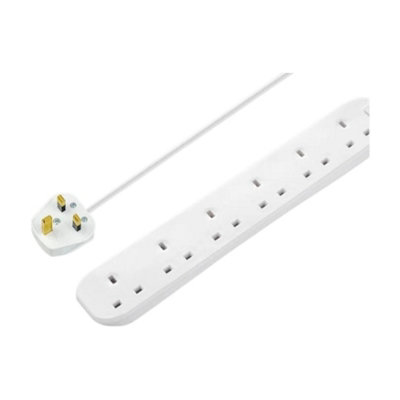 Masterplug 6 Socket Extension Lead 2 Metre Power Strip White 5061059558152 - Image 3