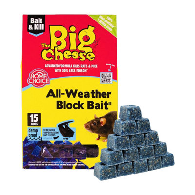 The Big Cheese All-Weather Block Bait 10G X 15 Blocks Rat & Mouse Rodent Control Bait from B&Q