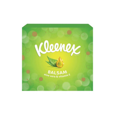 B&Q -  Balsam 3-Ply Facial Tissues With Aloe Vera & Vitamin E 56 Sheets X 12 Boxes 672 Total White