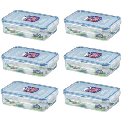 Locknlock 550Ml Rectangular Food Storage Containers Bpa-Free Leakproof Microwave & Dishwasher Safe Pack Of 6 from B&Q