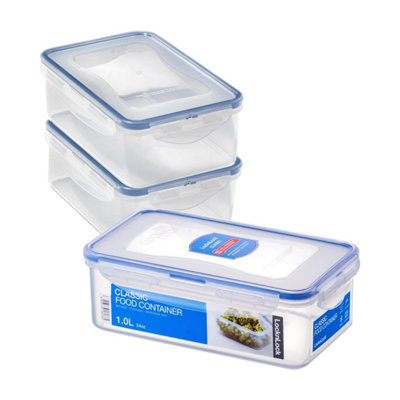 Locknlock Airtight Classic Rectangular Food Storage Container 1L Pack Of 3 Bpa Free  Microwave Dishwasher Freezer Safe from B&Q