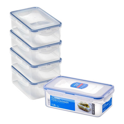 Locknlock Airtight Classic Rectangular Food Storage Containers 1L Pack Of 5 Bpa Free Microwave Dishwasher Freezer Safe from B&Q