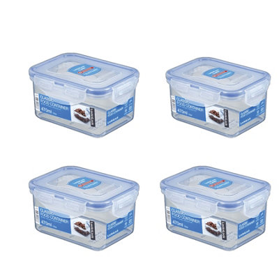 B&Q -  Rectangular Airtight Food Storage Container Box Bpa Free 470Ml X 4 Pack