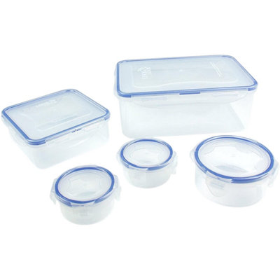 Locknlock 5 Piece Plastic Food Storage Containers Set Airtight Leakproof Bpa Free Microwave & Dishwasher Safe from B&Q