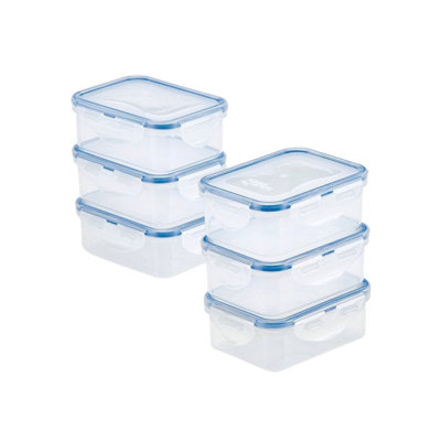 B&Q -  Rectangular Food Storage Containers 350Ml Pack Of 6 With Secure Locking Lids Microwave Freezer Dishwasher Safe