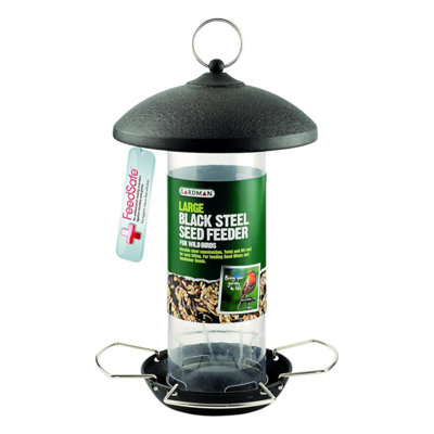 Westland Gardman Large Black Steel Hanging Bird Nut & Seed Feeder Easy Fill Weather-Resistant Outdoor Feeding Station from B&Q