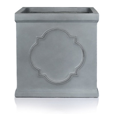 Idealist™ 30Cm PlanterGrey Light Concrete Windsor Square Garden PlanterFlower BoxFaux Lead Outdoor Plant Pot27L from B&Q