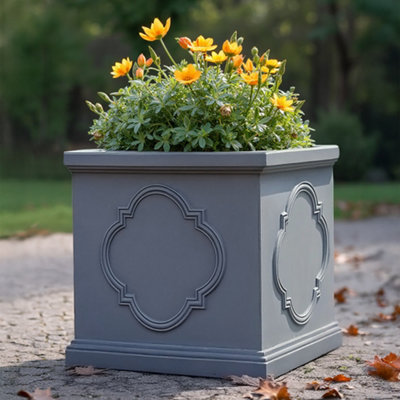Idealist™ 45Cm Planter For TreesGrey Light Concrete Garden PlanterFlower BoxFaux Lead Outdoor Large Plant Pot from B&Q