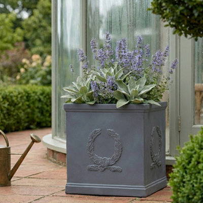 Idealist™ 37Cm Square Planter For TreesGrey Light Concrete Garden PlanterFlower BoxFaux Lead Outdoor Plant Pot from B&Q