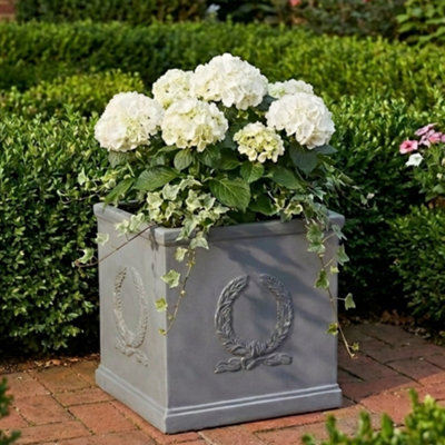 Idealist™ 45Cm Planter For TreesGrey Light Concrete Large Square Garden Planter BoxFaux Lead Outdoor Plant Pot from B&Q