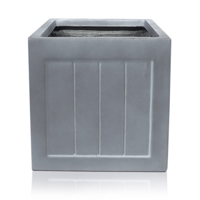 Idealist™ 30Cm PlanterGrey Light Concrete Square Garden Planter For TreesFlower BoxFaux Lead Outdoor Plant Pot27L from B&Q