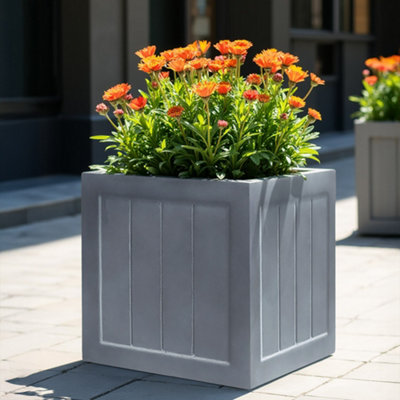 Idealist™ 45Cm Planter For TreesGrey Light Concrete Large Square Garden PlanterFlower BoxFaux Lead Outdoor Plant Pot from B&Q