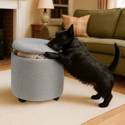 Pre-Assembled 45Cm Premium Boucle Footstool With 42L StorageGrey Upholstered Ottoman StoolFroppi Padded Vanity Stool from B&Q