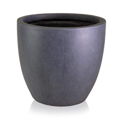 Idealist™ 30Cm Plant PotSlate Grey Light Concrete Garden PlanterOutdoor Egg Round Flower Pot D30 H27 Cm19L from B&Q