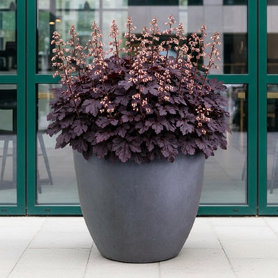 Idealist™ 40Cm Plant PotSlate Grey Light Concrete Garden Planter For TreesOutdoor Egg Round Flower Pot D40 H36 Cm45L from B&Q