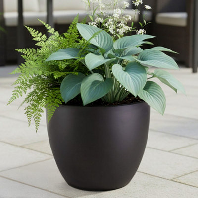 Idealist™ 30Cm Plant PotBlack Light Concrete Garden PlanterOutdoor Egg Round Flower Pot D30 H27 Cm19L from B&Q