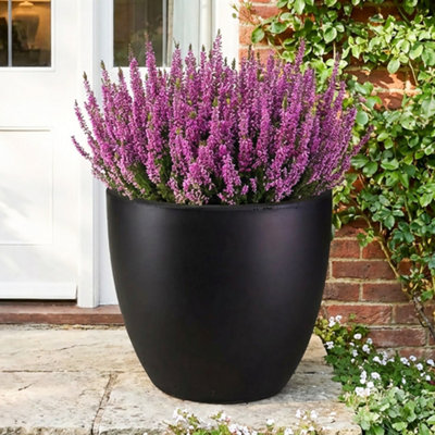Idealist™ 50Cm Plant PotBlack Light Concrete Large Garden Planter For TreesOutdoor Egg Round Flower Pot D50 H45 Cm88L from B&Q
