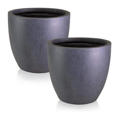 Set Of 2 Idealist™ 40Cm Plant PotSlate Grey Light Concrete Garden Planters For TreesOutdoor Flower Pots D40 H36 Cm45L from B&Q