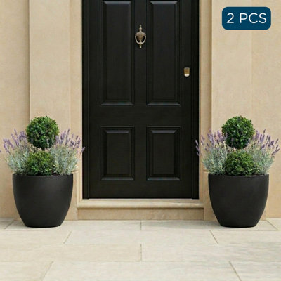 Set Of 2 Idealist™ 40Cm Plant PotBlack Light Concrete Garden Planters For TreesOutdoor Flower Pots D40 H36 Cm45L from B&Q