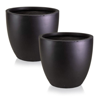 Set Of 2 Idealist™ 50Cm Large Plant PotBlack Light Concrete Garden Planters For TreesOutdoor Flower Pots D50 H45 Cm88L from B&Q