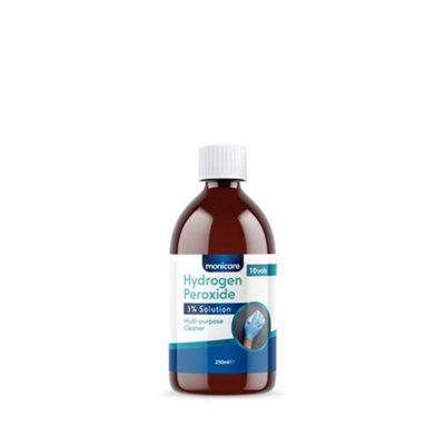 Monicare - Hydrogen Peroxide 3% -250Ml, 10 Vols, Clear Multi-Purpose Cleaner