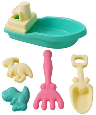 Children's Beach Toy Dinosaur Moulds Boat Sand Set from B&Q