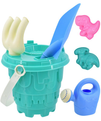 Sand Castle Bucket Set With Shovel And Spade Moulds Watering Can7Pc from B&Q
