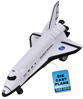 Die-Cast Space Shuttle Toy Model Pull Back Action White from B&Q
