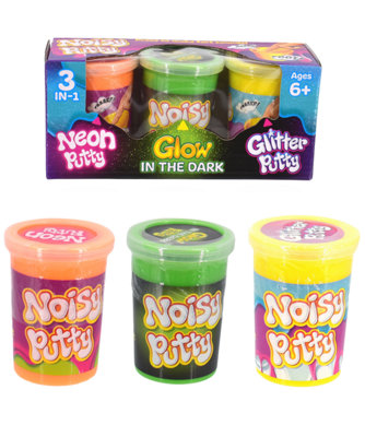 Noisy Putty 3-In-1 Sensory Set Neon Glow Glitter from B&Q
