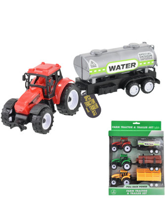 Farm Vehicle Toy Tractor Trailer Set Pull Back Action from B&Q
