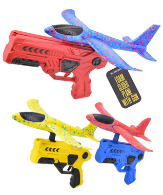 Foam Glider Launcher Red Shooter With Blue Plane from B&Q