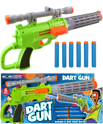Toy Dart Gun Green Foam Shooter With Soft Darts For Kids from B&Q