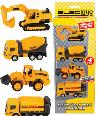 B&Q Small Die-Cast Toy Construction Vehicles Set For Kids