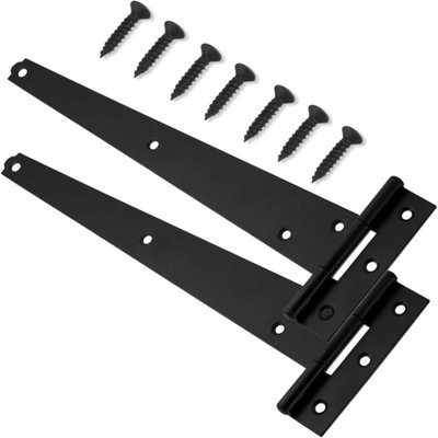 Primes Diy 200mm T-Hinge Black Japanned T Strap Hinges Ideal For External Use On Gate Doors Shed Door And Barn Door (Pair) from B&Q