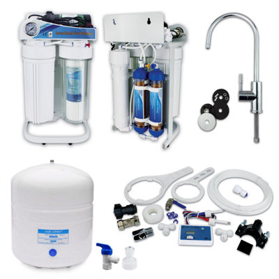 Finerfilters Dental Reverse Osmosis Pure Water Filter System With Di FiltersBooster PumpInline Tds MeterChrome Tap50Gpd from B&Q
