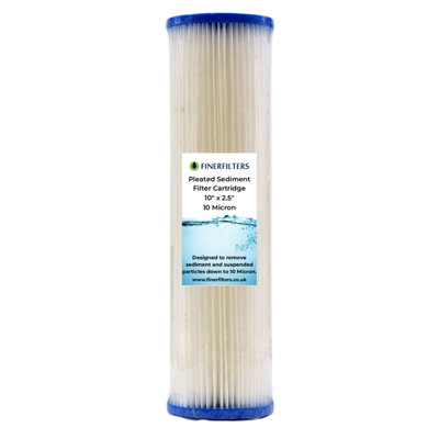 Finerfilters 10" Standard Pleated Sediment Water Filter10" X 2.5"Washable Filter To Extend LifespanFits 10" Filter Housings10 Micron from B&Q
