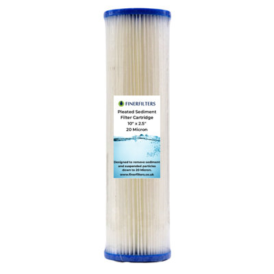 Finerfilters 10" Standard Pleated Sediment Water Filter10" X 2.5"Washable Filter To Extend LifespanFits 10" Filter Housings20 Micron from B&Q